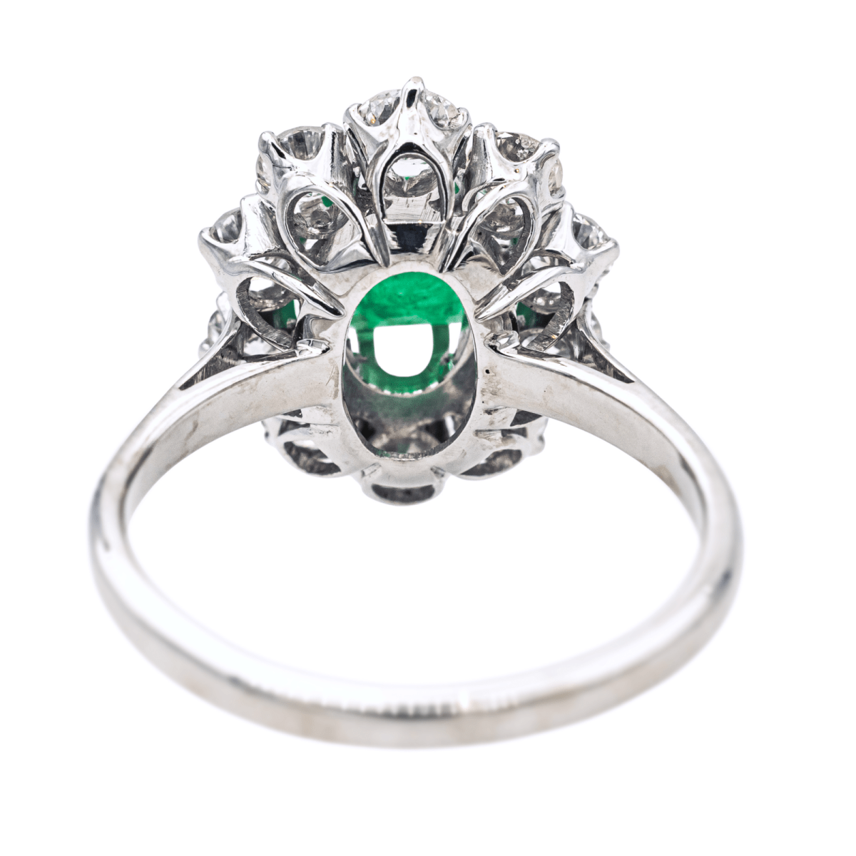 Bague Pompadour en or blanc, émeraude et diamants - Castafiore