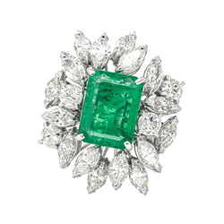 Bague Pompadour en or blanc, émeraude et diamants - Castafiore