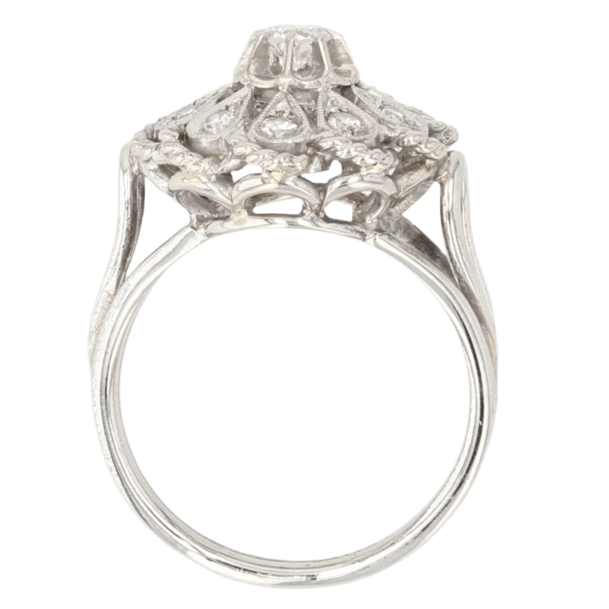 Bague Pompadour en or blanc et diamants - Castafiore