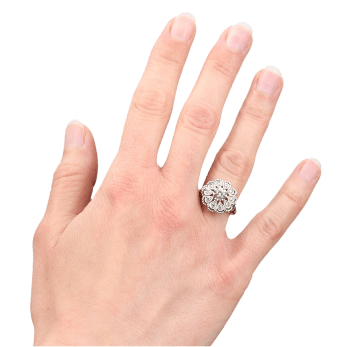 Bague Pompadour en or blanc et diamants - Castafiore