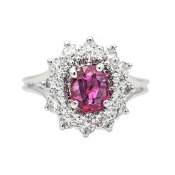 Bague Pompadour en or blanc et rubis - Castafiore