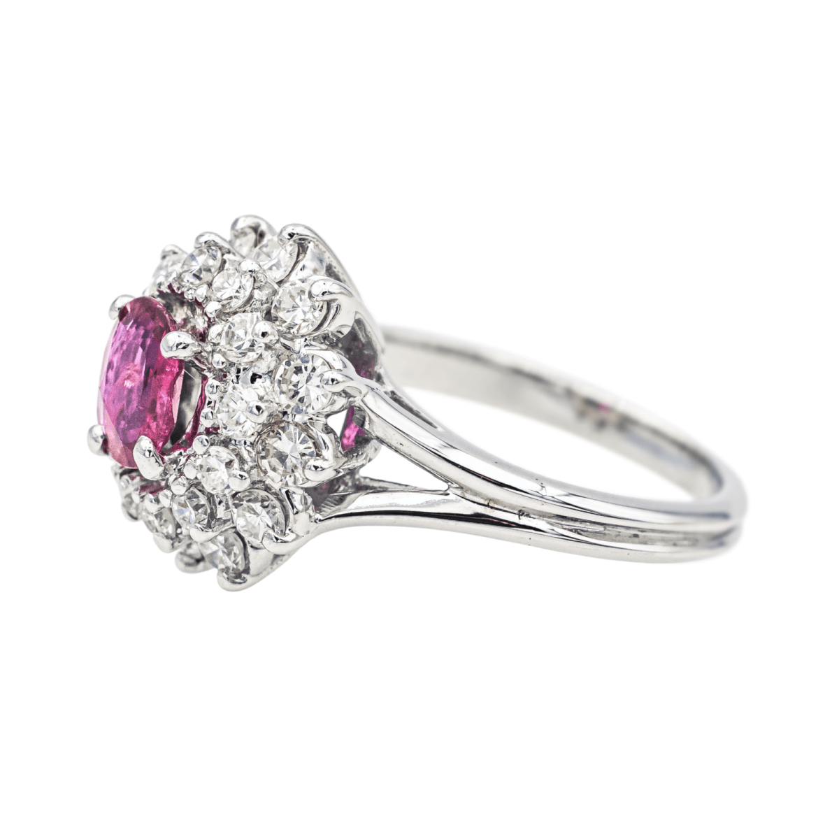 Bague Pompadour en or blanc et rubis - Castafiore