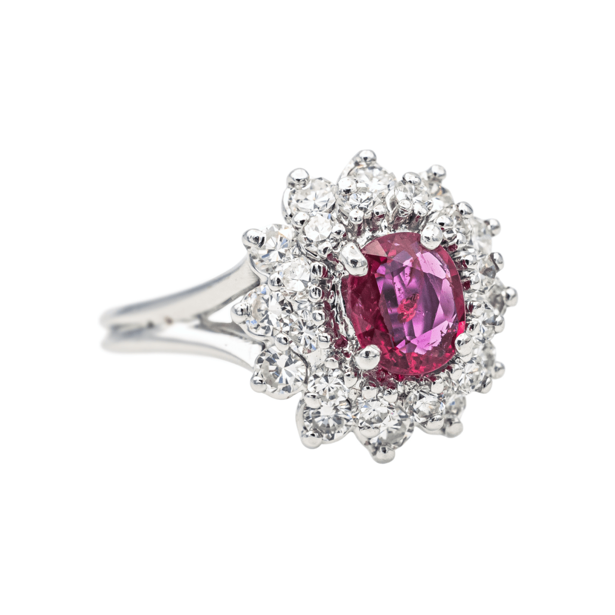 Bague Pompadour en or blanc et rubis - Castafiore