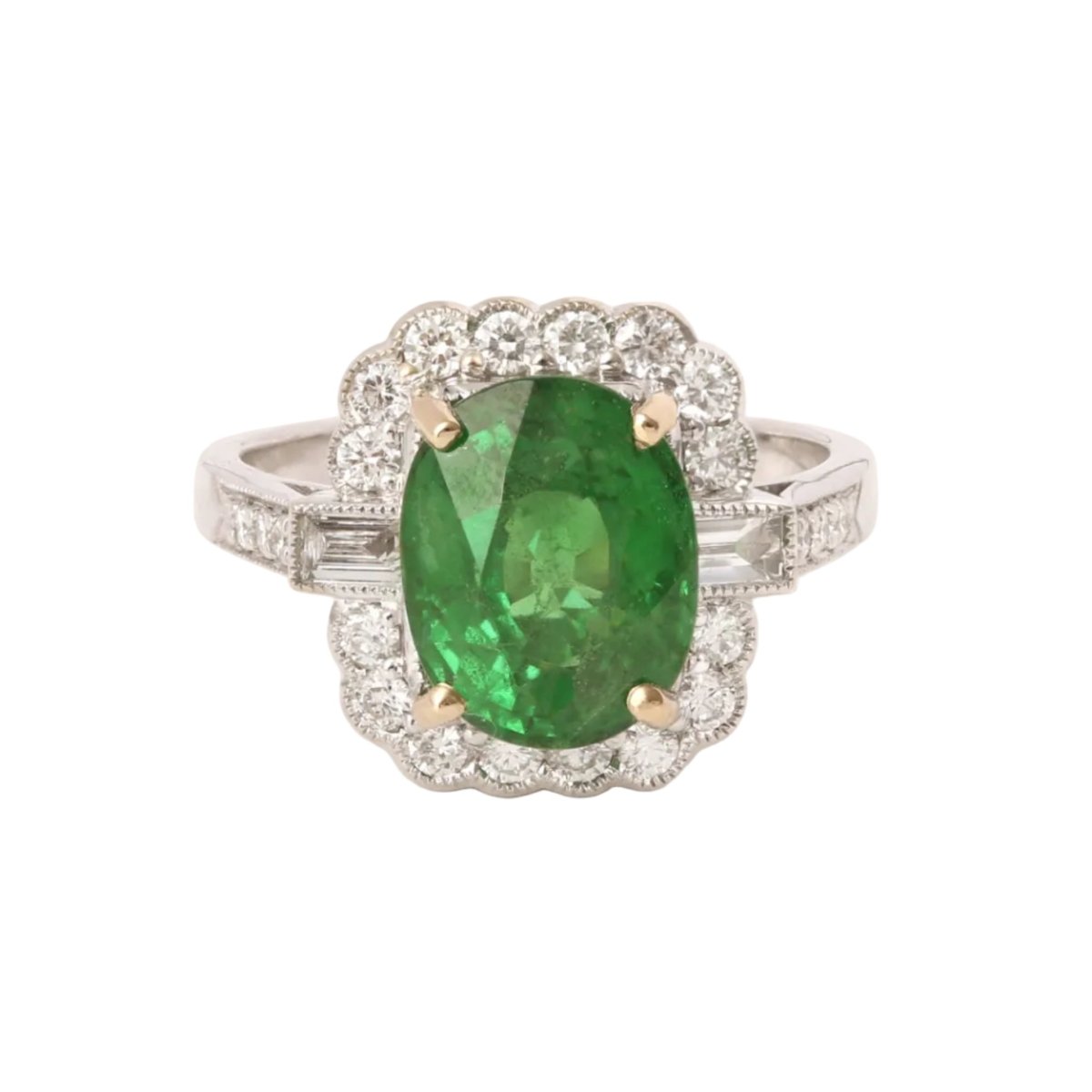 Bague Pompadour en or blanc, grenat tsavorite et diamants
