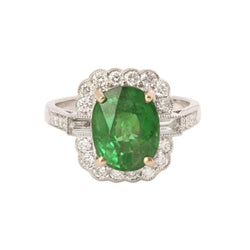 Bague Pompadour en or blanc, grenat tsavorite et diamants