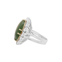 Bague Pompadour en or blanc, jade et diamants - Castafiore