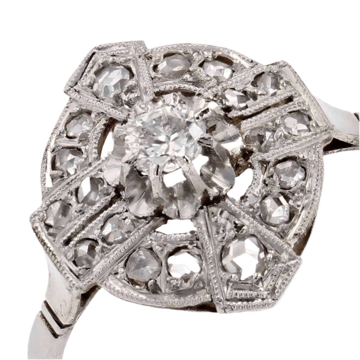 Bague Pompadour en or blanc, platine et diamants - Castafiore