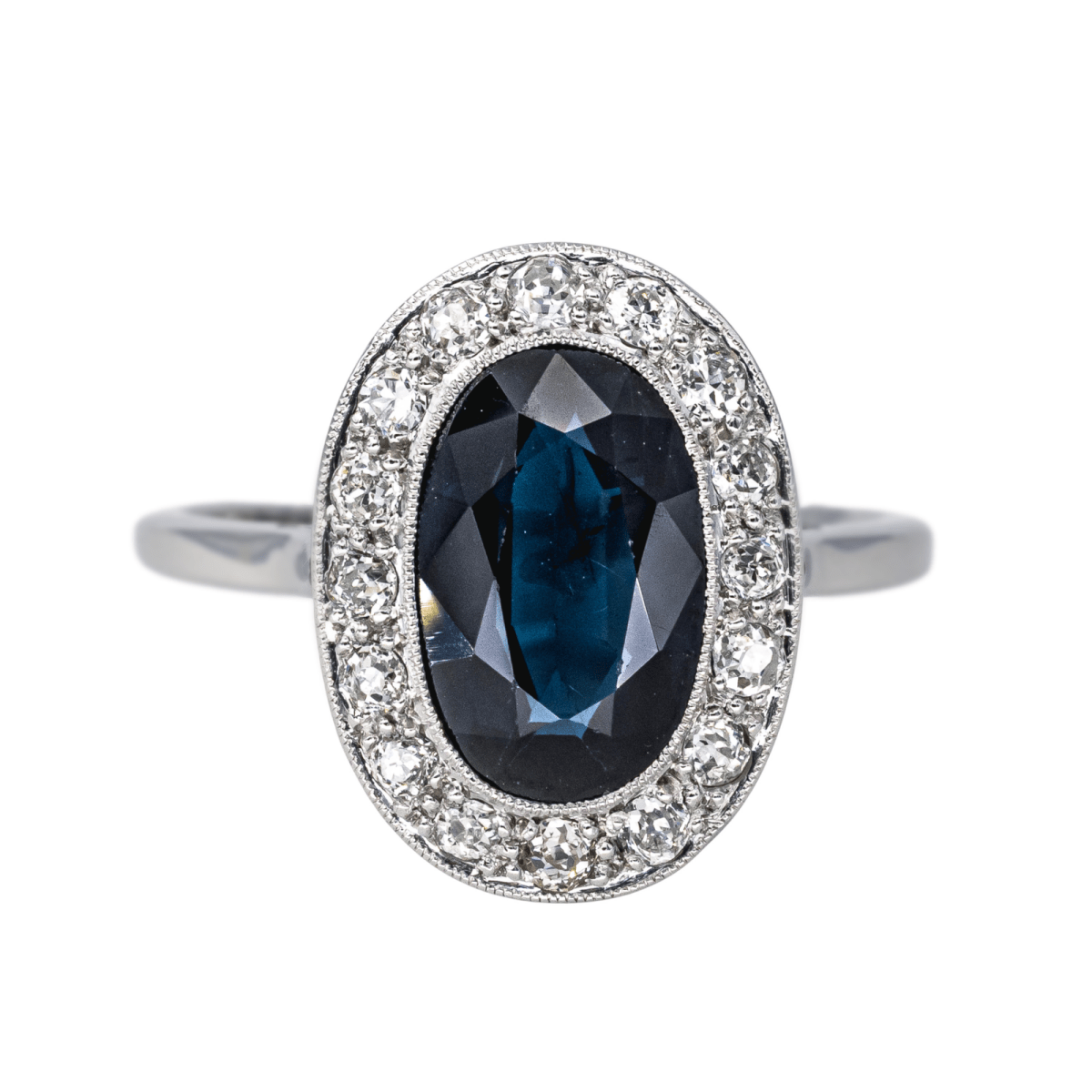 Bague Pompadour en or blanc, platine, saphir et diamants - Castafiore