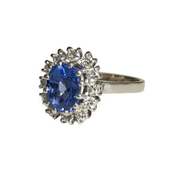 Bague Pompadour en or blanc, platine, saphir, et diamants - Castafiore