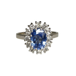 Bague Pompadour en or blanc, platine, saphir, et diamants - Castafiore