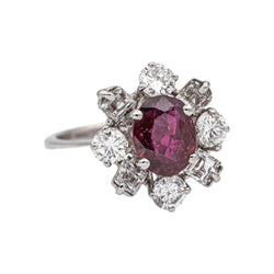 Bague Pompadour en or blanc, rubis et diamants - Castafiore