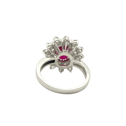 Bague Pompadour en or blanc, rubis et diamants - Castafiore