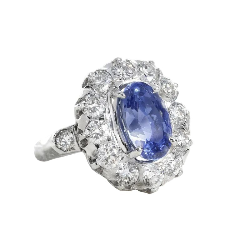 Bague Pompadour en or blanc, saphir et diamants - Castafiore