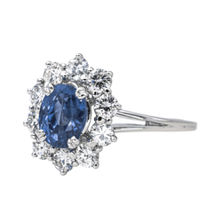 Bague Pompadour en or blanc, saphir et diamants - Castafiore