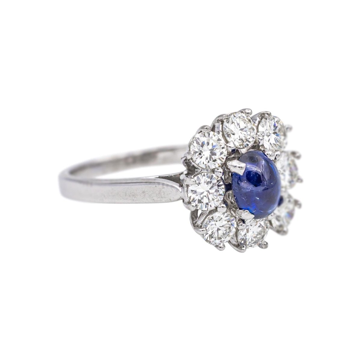 Bague Pompadour en or blanc, saphir et diamants - Castafiore