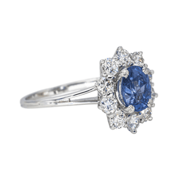 Bague Pompadour en or blanc, saphir et diamants - Castafiore