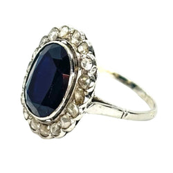 Bague Pompadour en or blanc, saphir et diamants - Castafiore