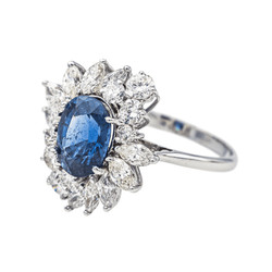 Bague Pompadour en or blanc, saphir et diamants - Castafiore