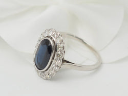 Bague Pompadour en or blanc, saphir et diamants - Castafiore