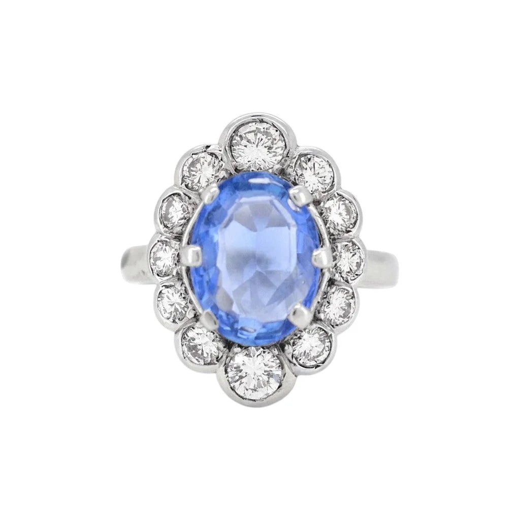 Bague Pompadour en or blanc, saphir et diamants - Castafiore