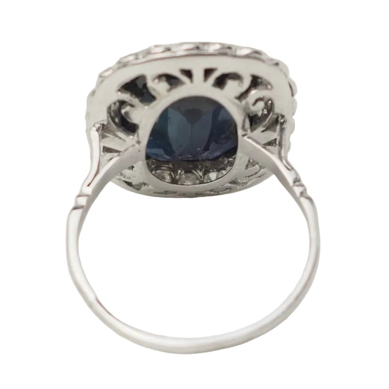 Bague Pompadour en or blanc, saphir et diamants - Castafiore