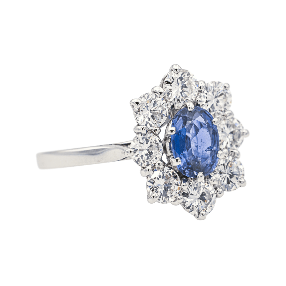 Bague Pompadour en or blanc, saphir et diamants - Castafiore