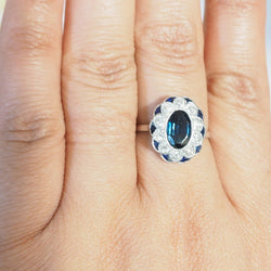 Bague Pompadour en or blanc, saphirs et diamants - Castafiore