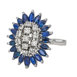 Bague Pompadour en or blanc, saphirs et diamants - Castafiore