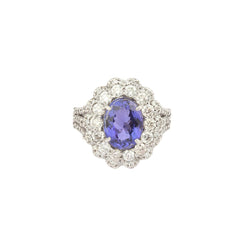 Bague Pompadour en or blanc, tanzanite, et diamants - Castafiore