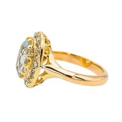 Bague Pompadour en or jaune, aigue - marine et diamants - Castafiore