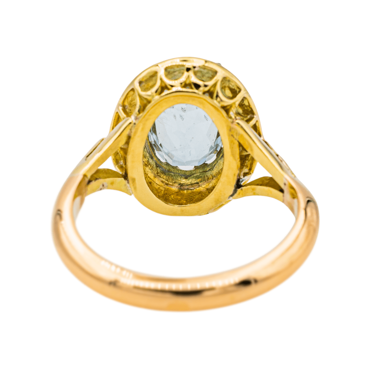 Bague Pompadour en or jaune, aigue - marine et diamants - Castafiore