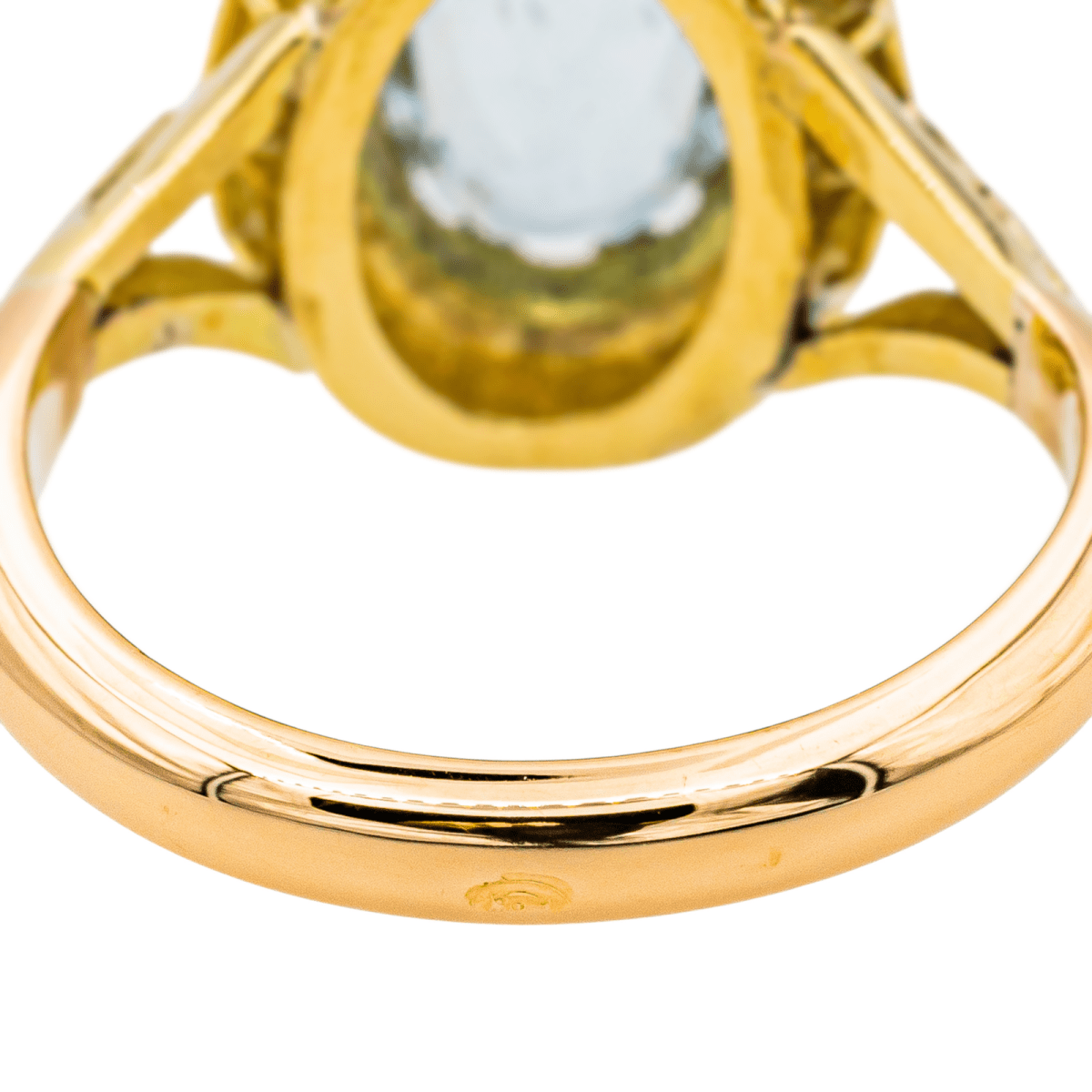 Bague Pompadour en or jaune, aigue - marine et diamants - Castafiore