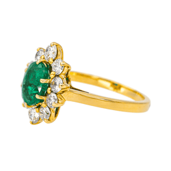 Bague Pompadour en or jaune, émeraude et diamants - Castafiore