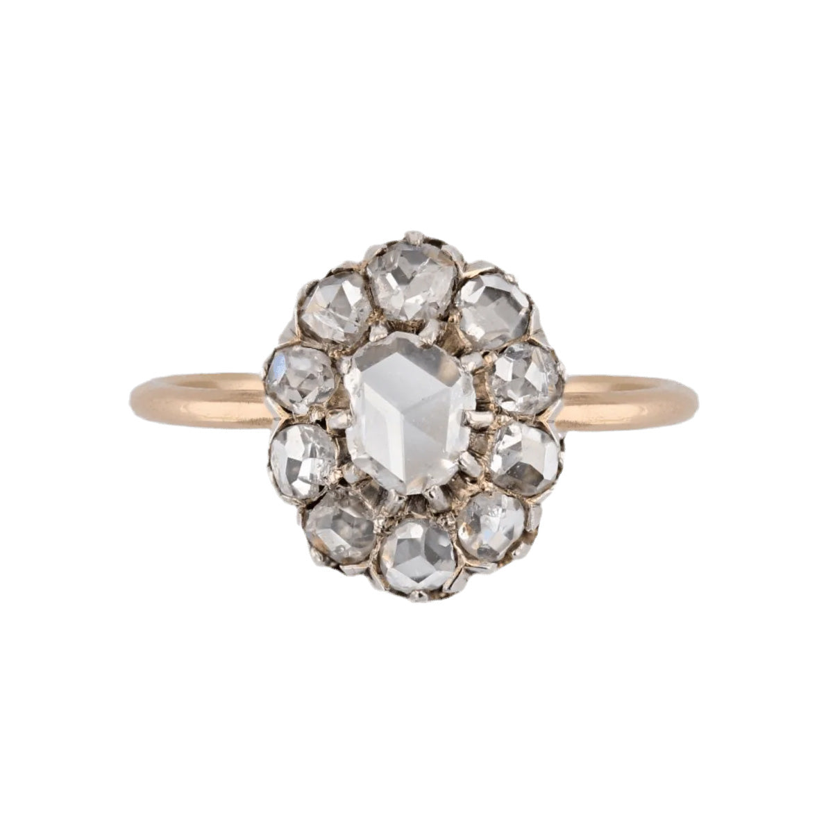 Pompadour ring in yellow gold and diamonds