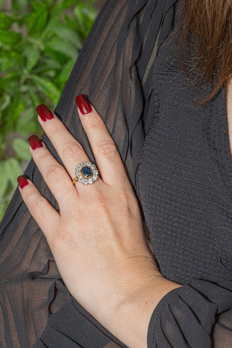 Bague Pompadour en Or jaune et Saphir - Castafiore