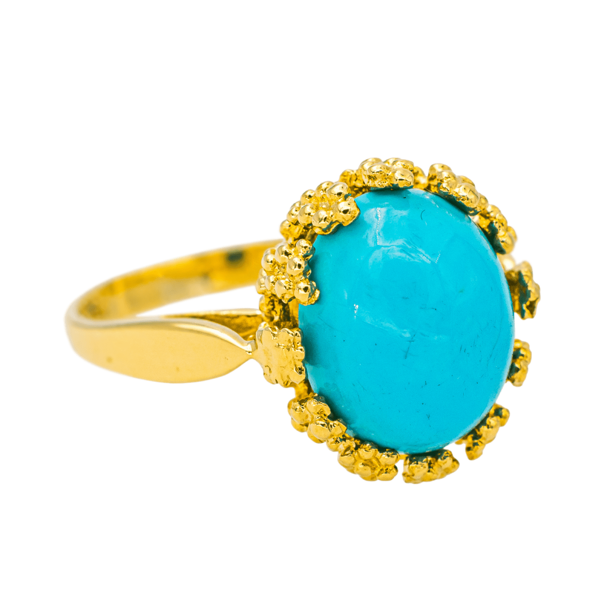 Bague Pompadour en or jaune et turquoise - Castafiore
