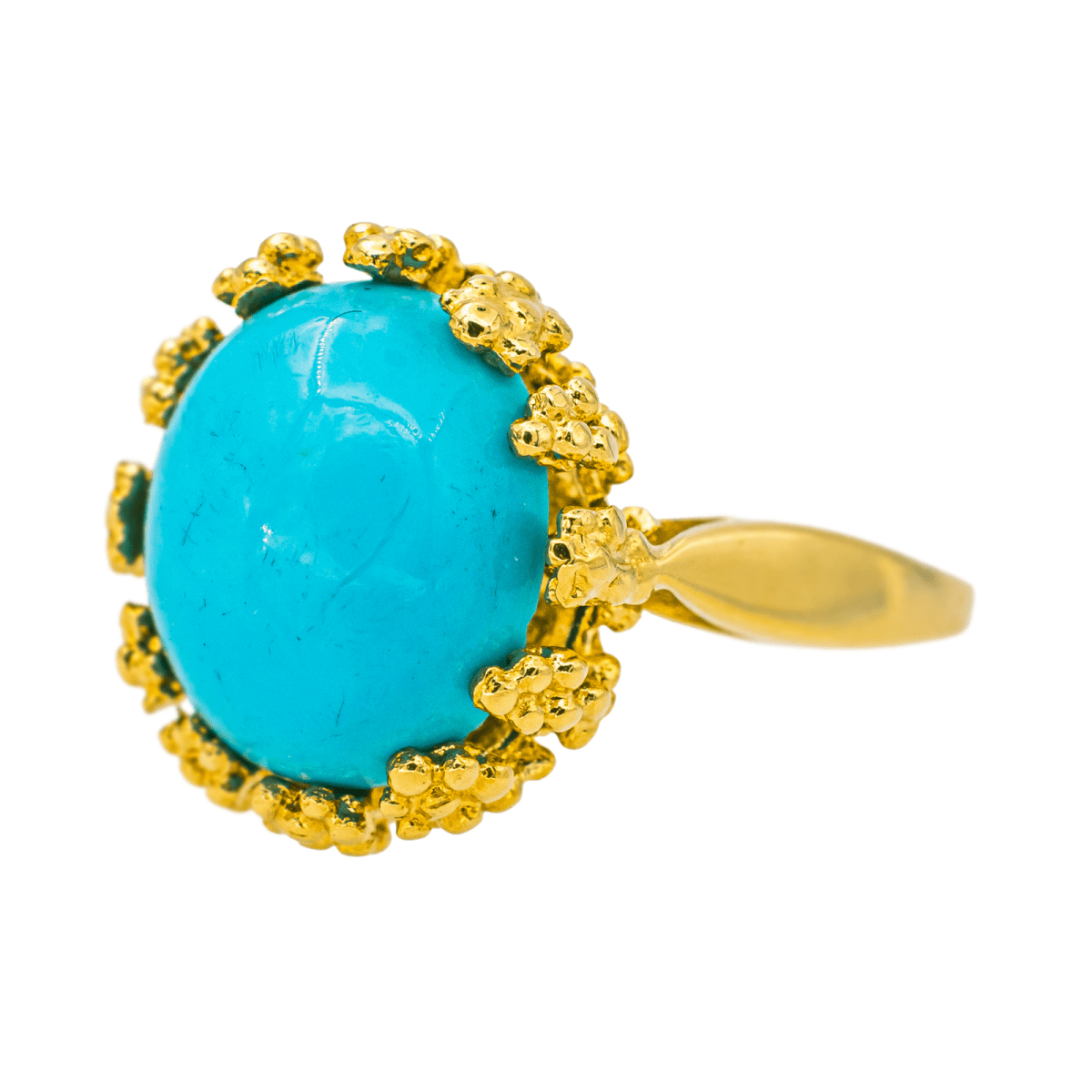 Bague Pompadour en or jaune et turquoise - Castafiore