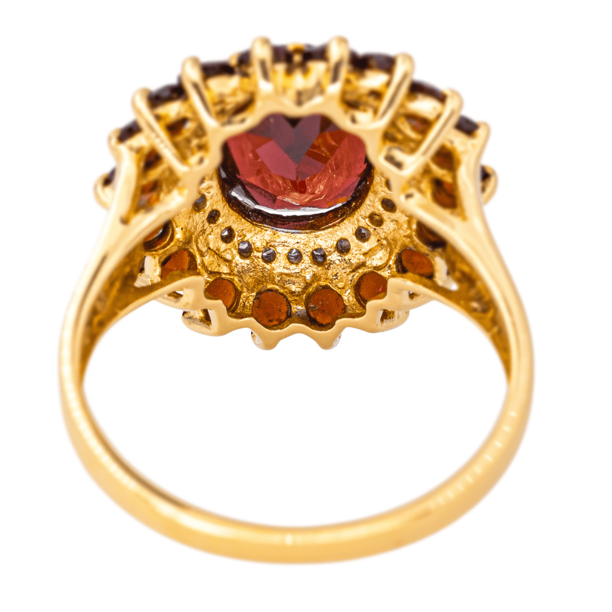 Bague Pompadour en or jaune, grenats et diamants - Castafiore