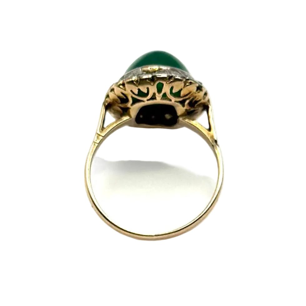 Bague Pompadour en or jaune, or blanc, jade et diamants - Castafiore