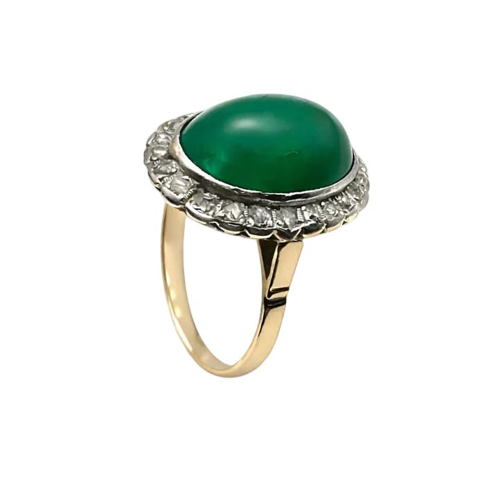 Bague Pompadour en or jaune, or blanc, jade et diamants - Castafiore