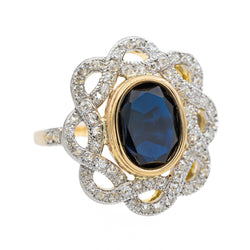 Bague Pompadour en or jaune, or blanc, saphir et diamants - Castafiore