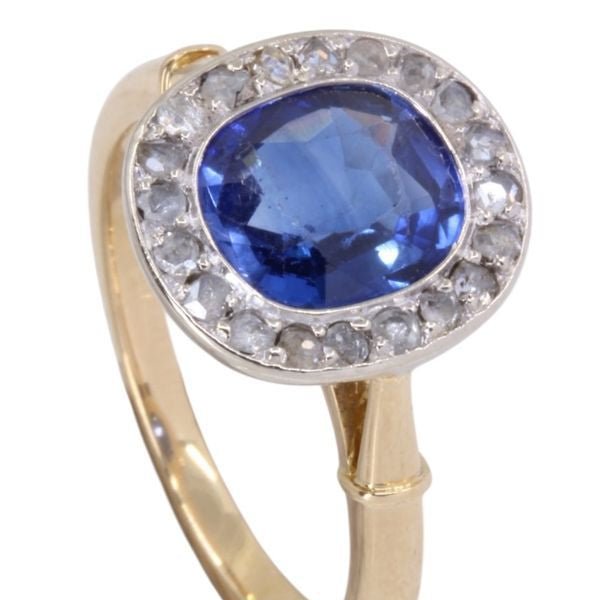 Bague Pompadour en or jaune, or blanc, saphir et diamants - Castafiore