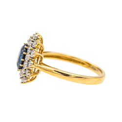 Bague Pompadour en or jaune, or blanc, saphir et diamants - Castafiore