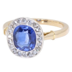 Bague Pompadour en or jaune, or blanc, saphir et diamants - Castafiore