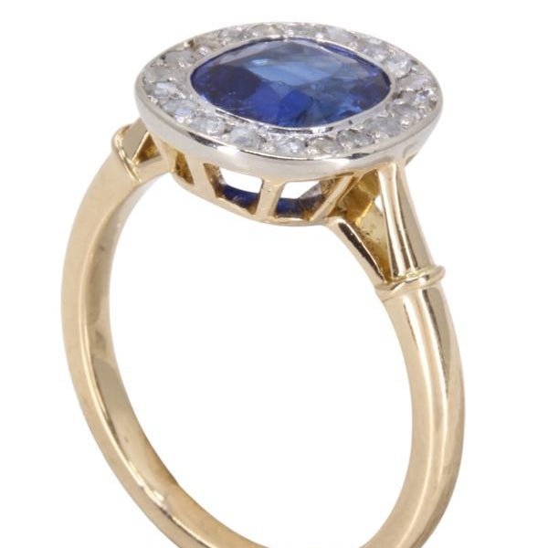 Bague Pompadour en or jaune, or blanc, saphir et diamants - Castafiore