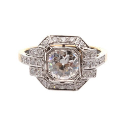 Bague Pompadour en or jaune, platine et diamants - Castafiore