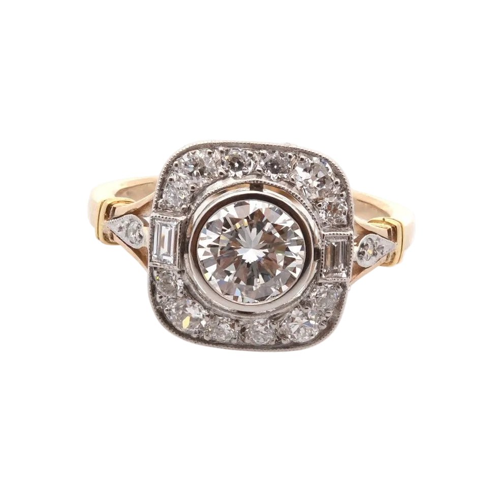 Bague Pompadour en or jaune, platine et diamants - Castafiore