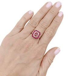 Bague Pompadour en or jaune, platine, rubis et diamants - Castafiore