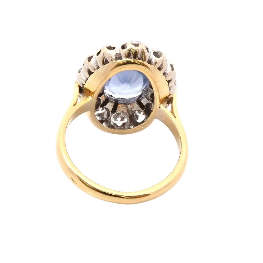 Ring vintage sapphire of 4.43cts and diamonds