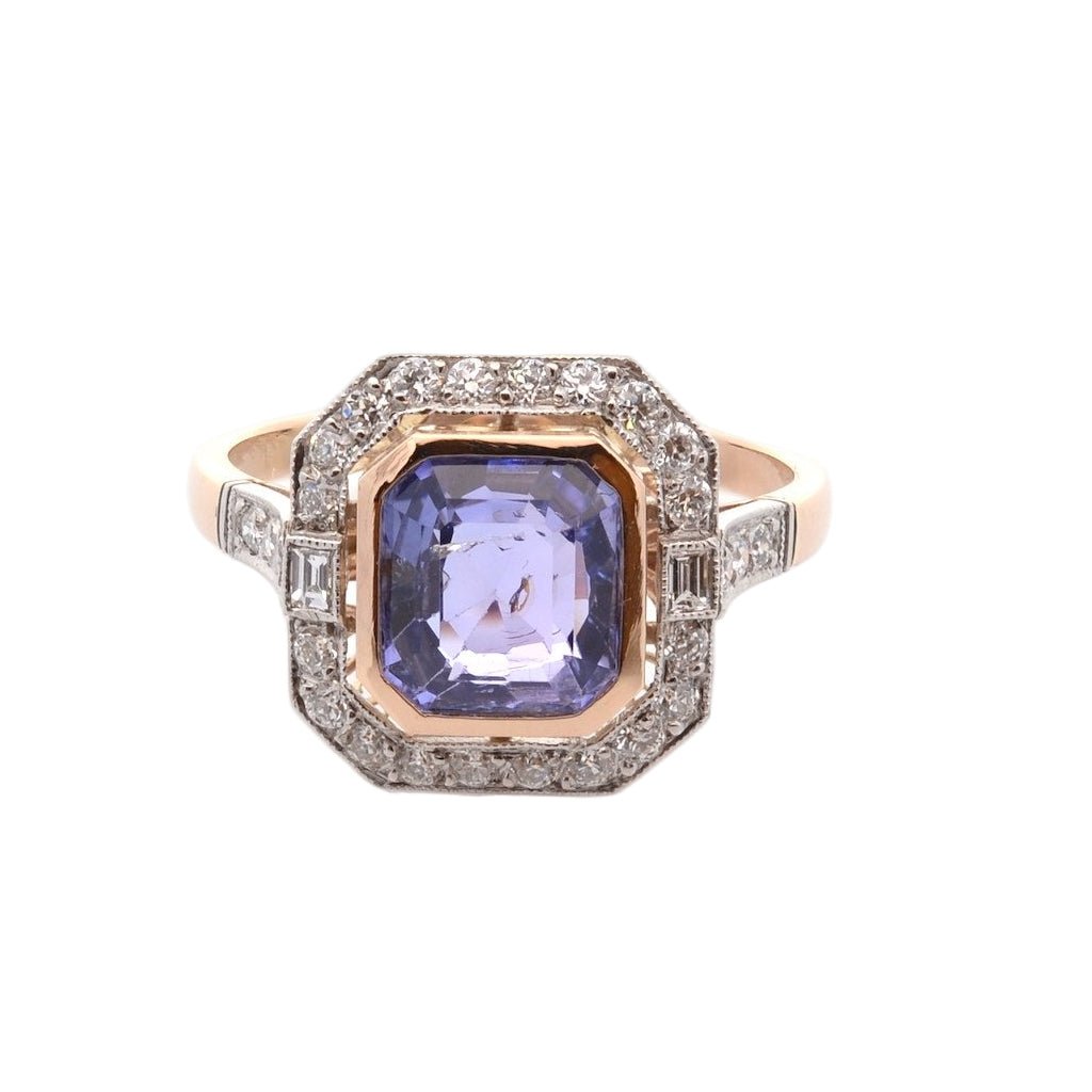 Bague Pompadour en or jaune, platine, saphir et diamants - Castafiore